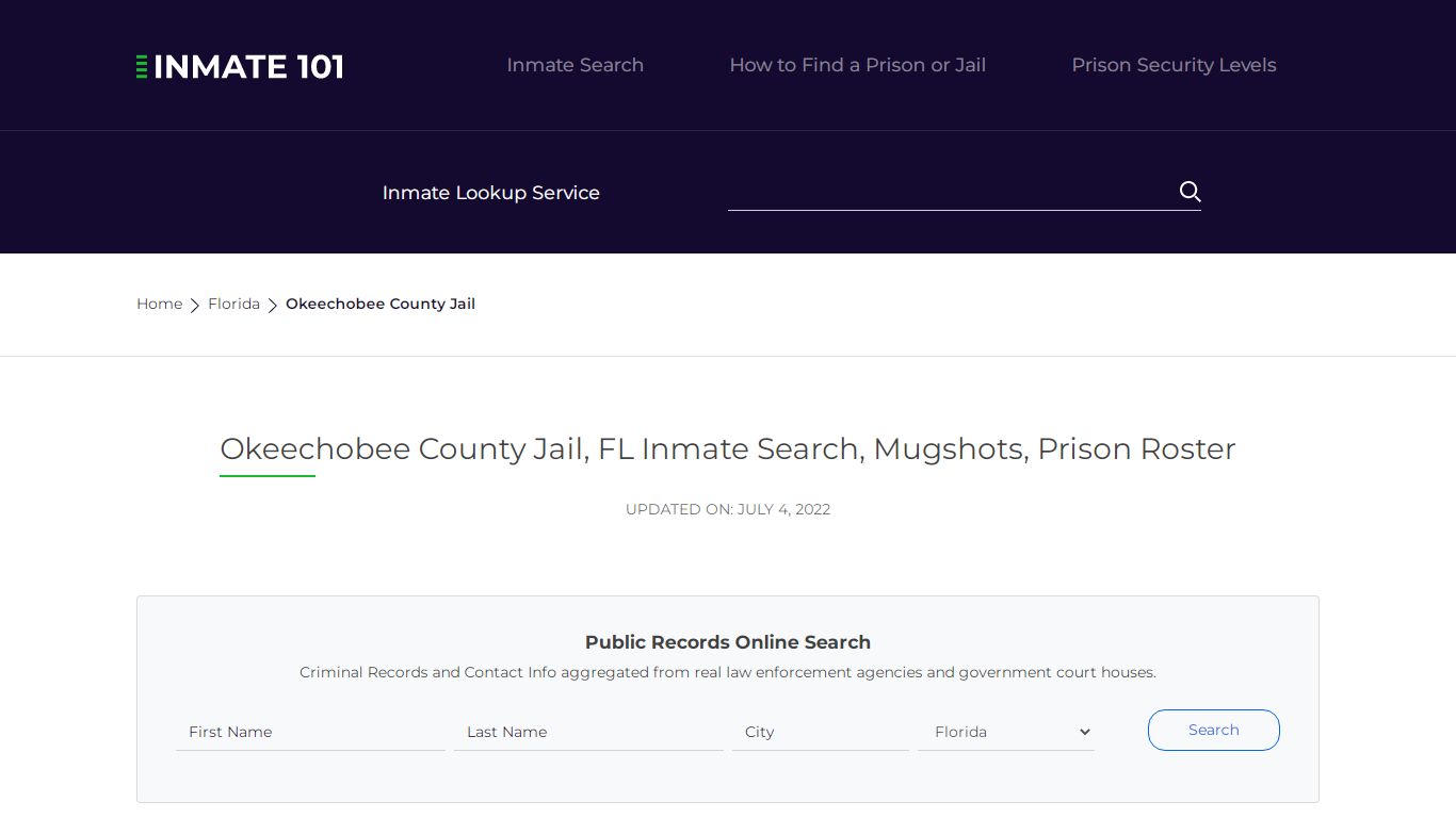 Okeechobee County Jail, FL Inmate Search, Mugshots, Prison ...